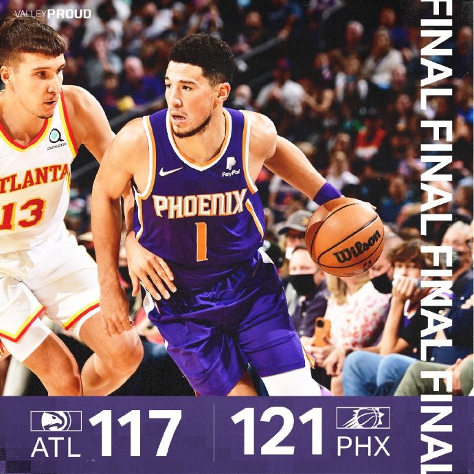 太阳121-117逆转老鹰 布克38+6 特雷-杨31+13 科林斯26+10