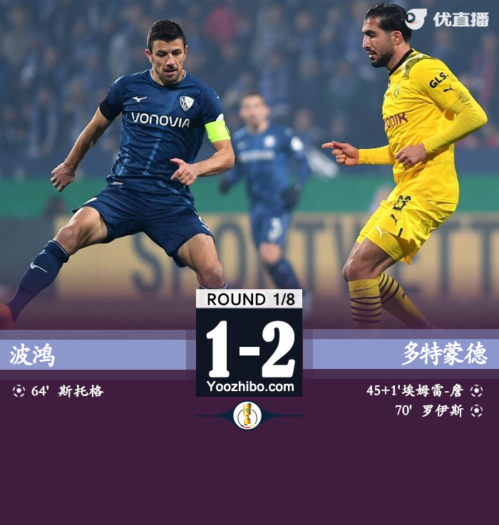 多特2-1波鸿 埃姆雷-詹中圈吊射罗伊斯破门