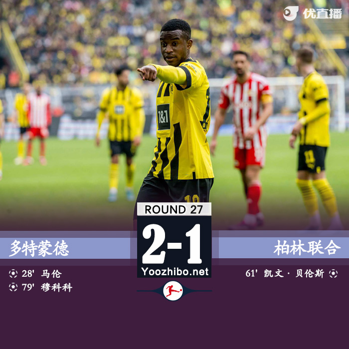 <a href=/zuqiusheji/dortmund/ target=_blank class=infotextkey>多特蒙德</a>2-1柏林联合 马伦包抄破门穆科科替补建功